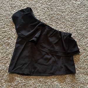 Pink Lily One Shoulder Black Top Size Small